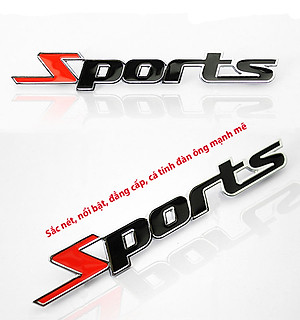 Logo kim loại chữ nổi SPORTS dán ô tô