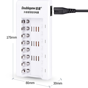 Bộ sạc 8 pin tự ngắt TẶNG kèm hộp 8 pin Dowblepow 3000mAh-Hàng chính hãng Doublepow