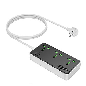 Ổ cắm điện đa năng sạc nhanh cổng typeC có 3 cổng USB và 1 cổng Type-C có 3 lỗ cắm tải 2500W dây dài 1.5m - Hàng nhập khẩu