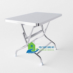 Bàn ăn chữ nhật inox 304 cao cấp rộng 0,7m dài 1m2 chân cao - Nội Thất Bảo An