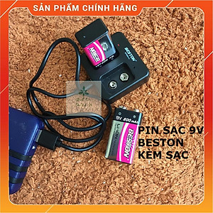 Pin sạc 9V Beston Li-Ion dung lượng cao, bộ sạc pin vuông dùng cho micro, đồng hồ vạn năng, chuông báo động, đồ chơi
