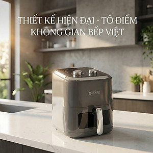 Nồi chiên không dầu 6L Mishio MK408 – Màu Xám Sang Trọng, Bảo Hành 24 Tháng - hàng chính hãng