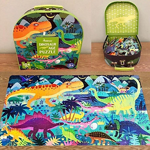 Đồ chơi xếp hình Mideer - Valy xếp hình khủng long 104 mảnh ghép - Dinosaur Age