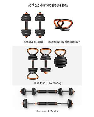 Bộ Tạ Tay Đa Năng Điều Chỉnh 10Kg Composite  6 Trong 1 FED-130210 Cao Cấp Đại Nam Sport