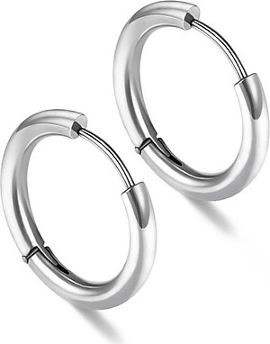 Bông tai nam inox khuyên tròn 12mm BT233 - 2 chiếc