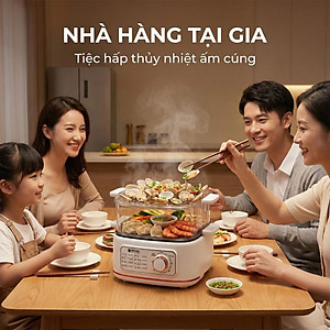 Nồi lẩu hấp thủy nhiệt Mishio MK382 khay hấp inox 304 - Hàng chính hãng