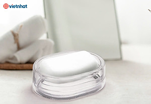 Khay đựng xà phòng 2 lớp có nắp gioăng chống trơn, chống chảy xà bông 5601 Việt Nhật - Hàng chính hãng