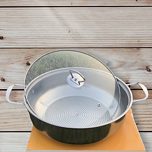 Nồi Lẩu Inox 304 Đáy Sần (Size 30cm) Dùng Trên Mọi Loại Bếp, Phù Hợp Ăn Lẩu, Xào Thực Phẩm