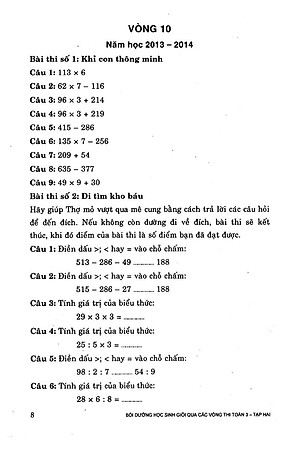 Sách Bồi Dưỡng Học Sinh Giỏi Qua Các Vòng Thi Toán Lớp 3 (Tập 2)