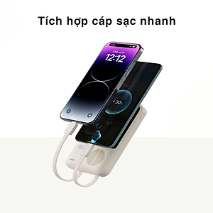 Pin dự phòng sạc nhanh ROCK P99 PD 22.5W 20000mAh có cáp tích hợp , hàng chính hãng bảo hành 1 năm