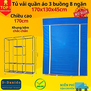 Tủ Vải Quần Áo 3 Buồng 8 Ngăn To, Bền - Hàng Chính Hãng