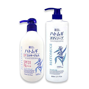 Combo Sữa Tắm Và Sữa Dưỡng Thể Trắng Da Hatomugi Nhật Bản
