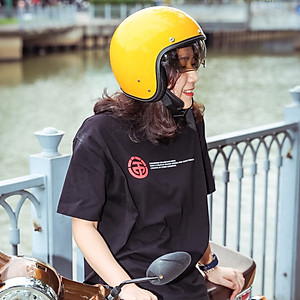 Mũ bảo hiểm 3/4 Sunda 388 kính ẩn - Màu vàng bóng