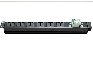 Thanh nguồn PDU 6 ổ đa năng rack 19 MCB 2P 32A:  Hàng chính hãng, Phụ kiện tủ rack , PDU có MCB , PDU rack 19", thanh nguồn chuẩn rack 19"