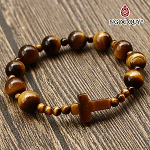 Vòng chuỗi mân côi đá thạch anh mắt hổ mệnh thổ,kim - Ngọc Quý Gemstones