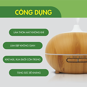 Combo 3 Chai Tinh Dầu TOKI MORI Sả Chanh + Cam Ngọt + Bạc Hà kèm Máy Xông Tinh Dầu/Máy Khuếch Tán Hình Quả Bí Vân Gỗ Đèn Led Có Remote Điều Khiển Từ Xa