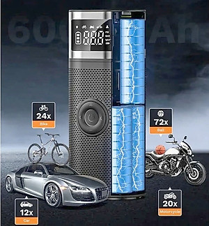 Máy Bơm Lốp Không Dây Công Suất Lớn 150PSI 9A 96W Vỏ Hợp Kim Nhôm Kiêm Sạc Dự Phòng Powerbank Tự Động Ngắt Khi Đủ Hơi