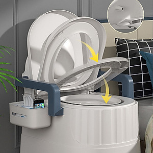 Bồn cầu di động loại lớn đa chức năng cho người già, bà bầu ,người bệnh tiện lợi chất liệu nhựa abs cao cấp có tay vịn đệm tựa lưng, Ghế Ngồi toilet Khử Mùi Tiện Dụng