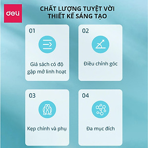 Giá đỡ sách, kẹp sách, đỡ điện thoại, ipad để bàn học Deli - Chống cận thị, chống gù lưng - Thiết kế thông minh tiện dụng dành cho bé - Màu xanh / màu hồng - 70531