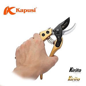 Kéo cắt cành trợ lực Nhật Kapusi K-8618 200mm, thép SK5 màu vàng hoặc tím (Giao ngẫu nhiên)