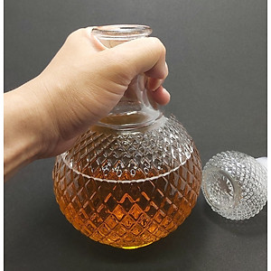  Bình Chai Thủy Tinh Đựng Rượu Bầu Tròn Giác Kim Cương 970ML Cao Cấp - Hàng Loại 1.  CHính Hãng MINIIN
