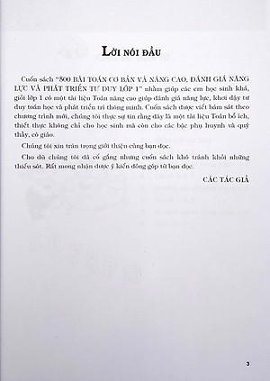 500 Bài Toán Cơ Bản Và Nâng Cao Lớp 1