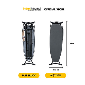 Bàn Để Ủi, Cầu Là Quần Áo ERNEST Dạng Đứng Gấp Gọn, Vỏ Cách Nhiệt, Tích Hợp Vị Trí Ủi Tay Áo,7 Cấp Độ Nâng, Màu Đen Sang Trọng Kích Thước 129x35,5x82 CM  | Index Living Mall | Nhập Khẩu Thái Lan - Phân Phối Độc Quyền Tại Việt Nam