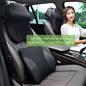 Gối tựa đầu xe ô tô cao su non, gối tựa lưng ô tô cao cấp kê cổ tựa lưng ghế ô tô, massage vai gáy phụ kiện xe hơi Tâm Luân