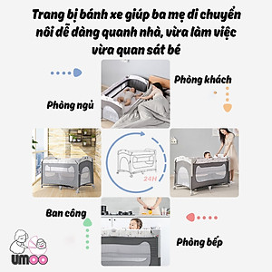 Nôi cũi vải gấp gọn đa năng umoo um-08108 chính hãng sang chảnh