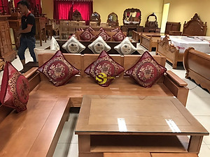 Bộ sofa góc tay trơn thanh lịch gỗ sồi Nga