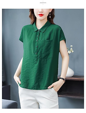 Áo sơ mi nữ form rộng tay ngắn, chất liệu Đũi tơ mềm mát, áo kiểu nữ, form trẻ trung, năng động, T73