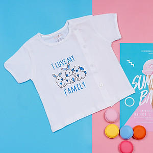 Áo sơ sinh cotton bác sĩ tay ngắn