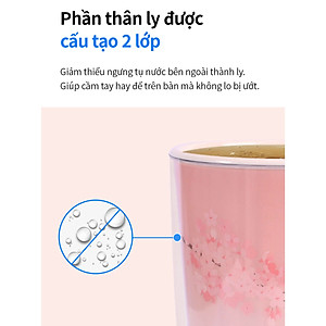 Ly nhựa 2 lớp Cherry Blossom Double wall Cold Cup LocknLock HAP522 - Kèm ống hút - Dung tích 750ml
