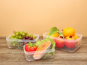 Bộ 3 hộp thực phẩm chữ nhật Hokkaido 750-1500-2500ml