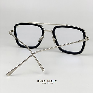 Gọng Kính Cận, Kính Giả Cận Chống UV Mắt Vuông To Khung Ngang Viền Đen Hàn Quốc - BLUE LIGHT