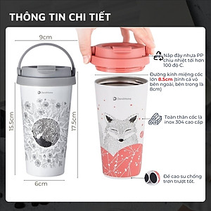 Cốc (Ly) cách nhiệt, giữ nhiệt DandiHome inox 304 (500ml)