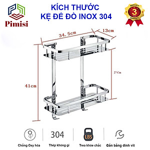 Kệ Nhà Tắm Để Đồ Gắn Tường Phẳng Thẳng Hay Để Góc Pimisi Inox 304 Hình Chữ Nhật Đựng Đồ Trong Phòng Tắm Sáng Bóng Dễ Vệ Sinh Hoặc Kệ Nhà Bếp 1 - 2 Tầng Thông Minh Gắn Tường Bằng Khoan Đinh Vít Chắc Chắn | Hàng Chính Hãng