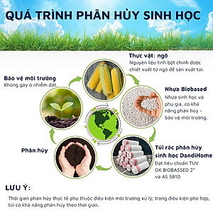Túi rác, túi đựng rác tự hủy sinh học DandiHome có dây rút, túi rác không gây hại cho môi trường