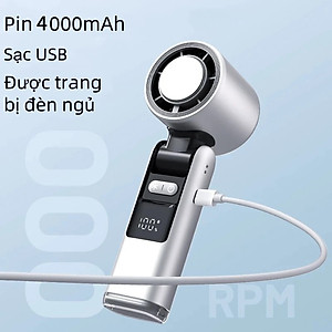 Quạt sạc mini Cầm Tay K801, sạc nhanh, màn hình LED - Quạt sò lạnh - Hàng chính hãng
