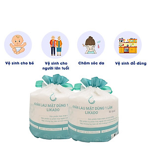 Khăn lau mặt dùng 1 lần Likado cho trẻ em và ngưới lớn kt 20*20cm( 1 cuộn 50 khăn)