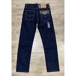 Quần Jean nam cao cấp ống đứng le511 màu xanh đen trơn vải co giãn xuất khẩu dáng slimfit