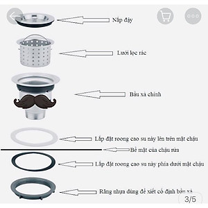 Bộ Lọc Bầu xả chậu rửa chén Inox 304 Phi 140