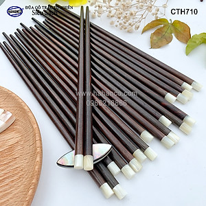 Đũa Trắc tròn đầu 1cm ốc biển New Zealand siêu sạch (10 đôi/hộp) kháng khuẩn, chống nấm mốc (CTH710) Sang trọng trên bàn ăn, dùng làm quà biếu hoặc tặng