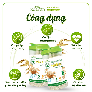 Yến Mạch Nguyên Chất Ăn Liền Xuân An [ko đường] Hộp 800G(Tặng kèm 2 túi Yến Mạch 150g)
