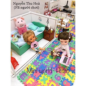 Bộ thảm 12ô chữ xốp ghép mini trang trí nhà búp bê BJD 1/8