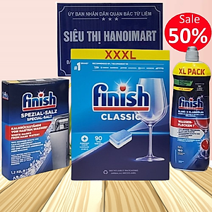 COMBO FINISH: Viên rửa bát Classic 90 viên + Bóng 750ml + Muối 1,2kg + Dung dịch vệ sinh