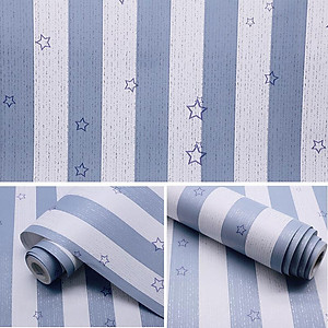 10M Giấy dán tường Trắng Xanh Ngôi sao WP0070