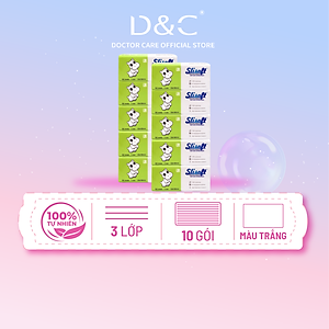 10 Bịch Giấy ăn Slisoft Trắng 3 lớp x 100 tờ đa năng,khăn giấy rút không chất tẩy trắng an toàn cho cả gia đình