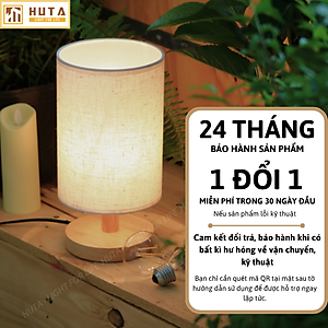 Đèn Ngủ Gỗ HUTA Light For Life G1 Chao Tròn Vintage Dễ Thương, Decor Trang Trí Phòng Ngủ, Điều Chỉnh Độ Sáng, Bóng Led Sáng Vàng Tiết Kiệm Điện