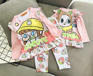 Đồ bộ ngủ dài tay cho bé gái kuromi hello kitty từ 12-40kg chất thun lạnh mềm mịn mát